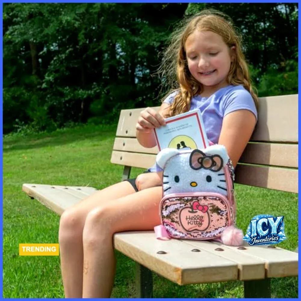 Hello Kitty Sherpa & Sequin Mini Backpack with 3D Ears & Pompom Dangle